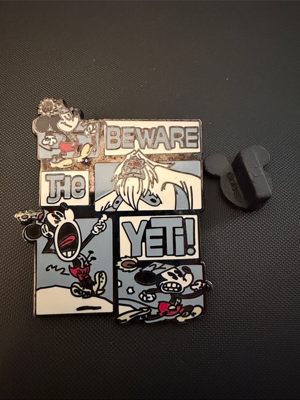 Disney Mickey Mouse 'Beware the Yeti' Enamel Pin - White & Black